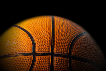 Close up Old Black and Orange Basketball