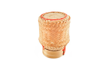Sticky Rice Bamboo Box ,Kratib , Isolated on White Background
