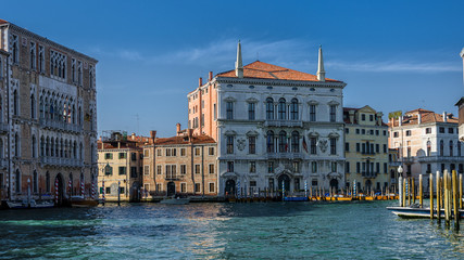 Fototapeta na wymiar Building with spires on the Venetian street, Venice