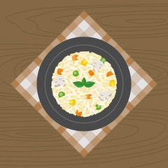 Vegetable and mushroom Risotto, flat design