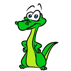 Green crocodile cartoon illustration isolated image animal character 

