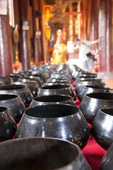 Buddhist bowl for donations in the temple