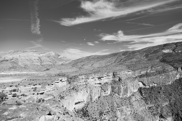 in oman  the old mountain gorge and canyon the deep cloudy  sky