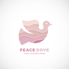 Fototapeta premium Peace Dove Abstract Vector Logo Template, Sign or Icon. Creative Stylization.