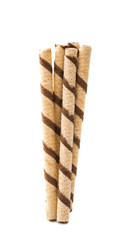 wafer rolls with chocolate isolated