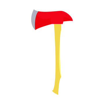 Red axe icon in cartoon style
