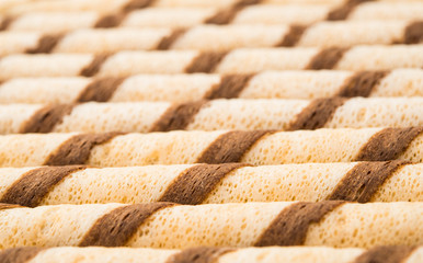 wafer rolls with chocolate isolated
