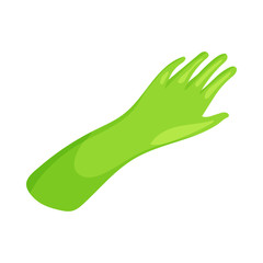 Green rubber gloves icon, cartoon style