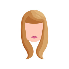Girl with long blond hair icon, cartoon style