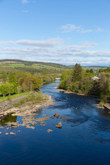 Naklejka premium Beautiful Scottish river Pitlochry Scotland UK in Perth and Kinross a popular tourist destination in summer 