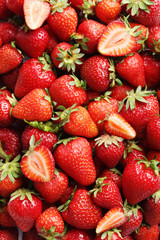 Fresh and tasty strawberries background, close up
