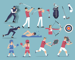 Flat vector design elements of sports events