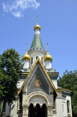 Fototapeta na wymiar The Russian church in the centre of Sofia city, capital of Bulgaria