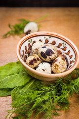 quail eggs in dish