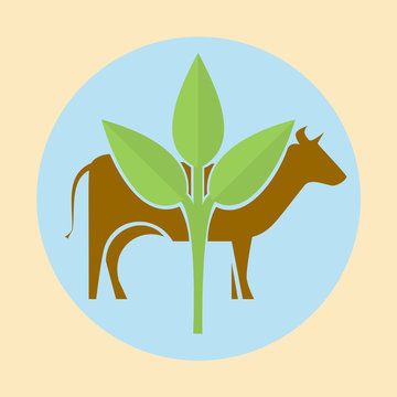recommend clip art: Cow silhouette and green leaves