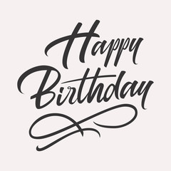 Happy birthday hand lettering. Retro vintage custom typographic composition. Original hand crafted design. Calligraphic phrase. Original drawn vector Illustration isolated on white background.