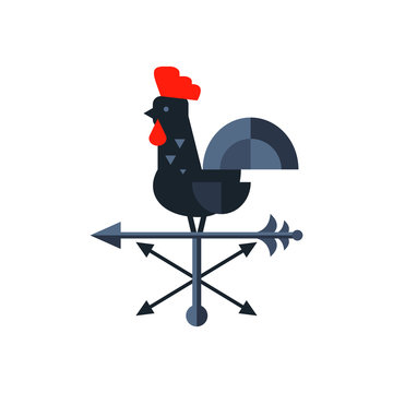 Rooster wind vane flat icon