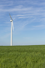 Wind Turbine In Grassy Field