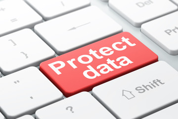 Fototapeta premium Privacy concept: Protect Data on computer keyboard background