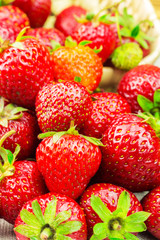 Group of ripe, organic strawberry background, selective focus.