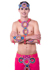 Smart guy in colourful costume.