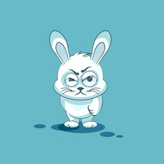 isolated Emoji character cartoon White leveret sticker emoticon with angry emotion