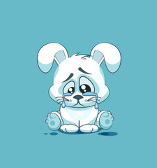 isolated Emoji character cartoon sad and frustrated White leveret crying, tears sticker emoticon