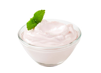 Obraz na płótnie Canvas bowl of light pink yogurt