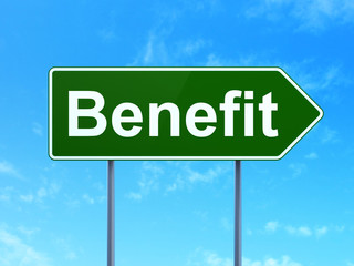 Finance concept: Benefit on road sign background