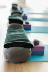 Yoga equipment in a class