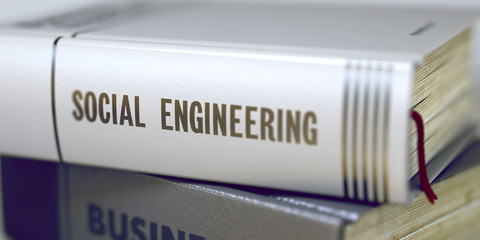 Social Engineering - Book Title on the Spine. Closeup View. Stack of Business Books. Book Title on the Spine - Social Engineering. Closeup View. Stack of Books. Toned Image. 3D Rendering.