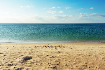 Beautiful seascape. Black Sea beach. Marine background.