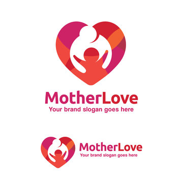 Mother Love Logo, Mother and kid with Heart Symbol