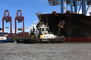 Erzfrachter im Hamburg Hafen