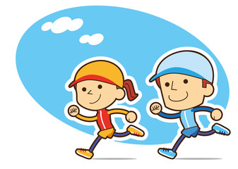 爽やか　元気に走るカップル