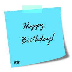 happy birthday note on post it illustration