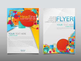 Colorful business technology annual report brochure flyer design template vector, Leaflet cover presentation abstract geometric background, modern publication poster magazine, layout in A4 size