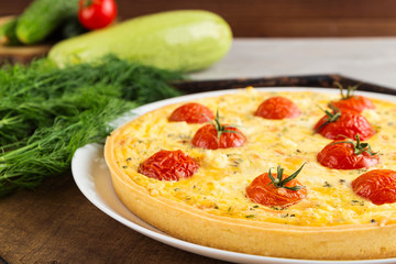 Traditional tomato quiche