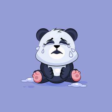 Illustration isolated Emoji character cartoon Panda crying, lot of tears sticker emoticon