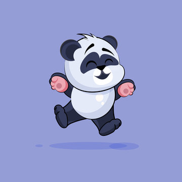 Illustration isolated Emoji character cartoon Panda jumping for joy, happy sticker emoticon