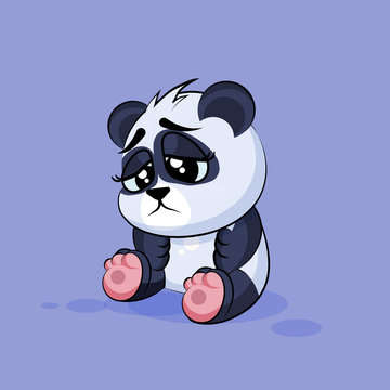 Illustration isolated Emoji character cartoon Panda sad and frustrated sticker emoticon