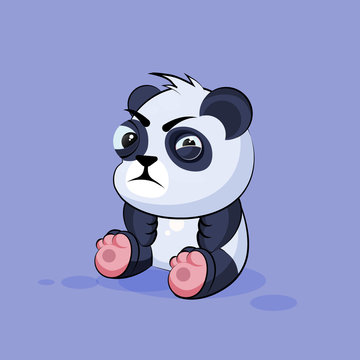 Illustration isolated Emoji character cartoon Panda squints and looks suspiciously sticker emoticon