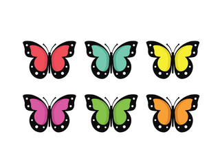 Big collection of colorful butterflies. Vector