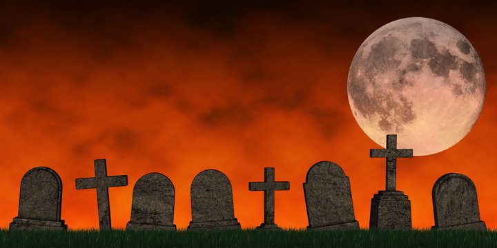 halloween cimetière lune