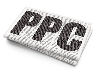 Advertising concept: PPC on Newspaper background