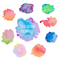 Set of colorful watercolor backgrounds.