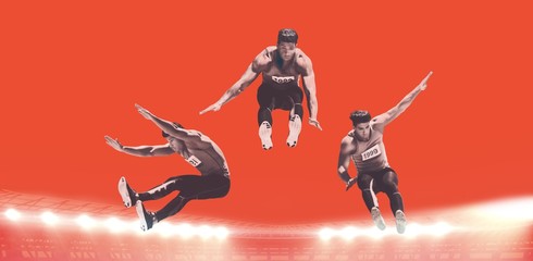 Composite image of sportsman is jumping 