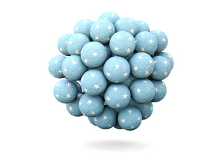 Pile of footballs with flag of micronesia