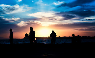 Sunset and People Silhouette