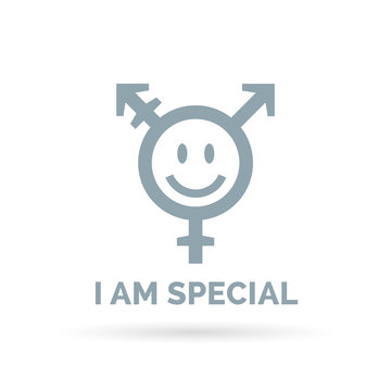 I am special - concept transgender icon with smiling face isolated on white background. Vector illustration.